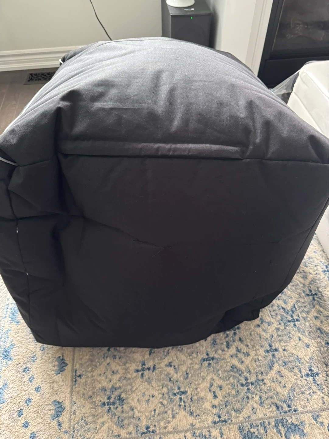 Black Bean Bag Chair with Grey Piping - photo 3