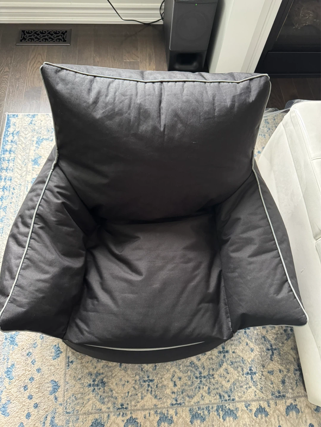 Black Bean Bag Chair with Grey Piping - photo 2