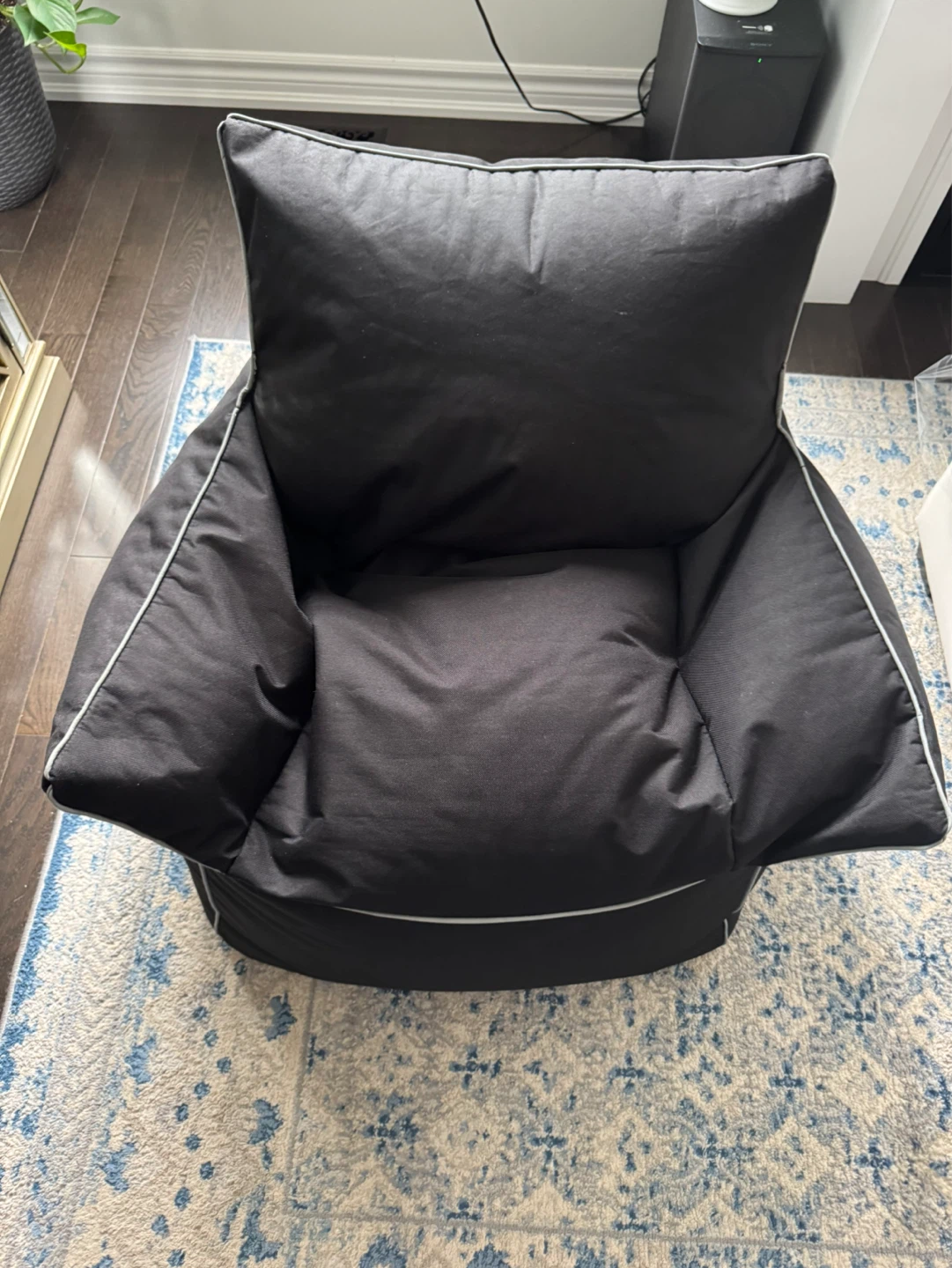 Black Bean Bag Chair with Grey Piping - photo 4