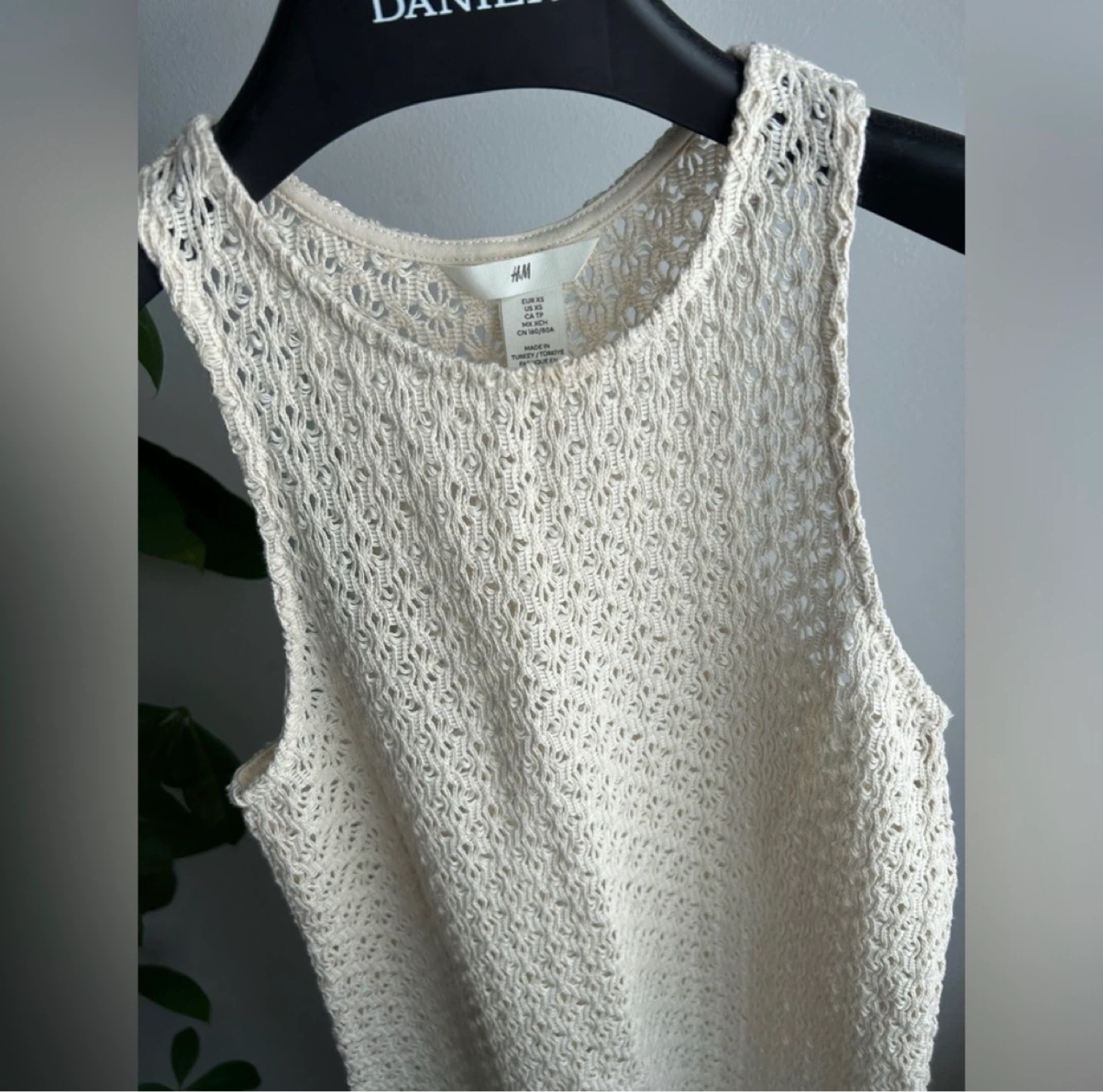 H&M Cream Crochet Tank Dress