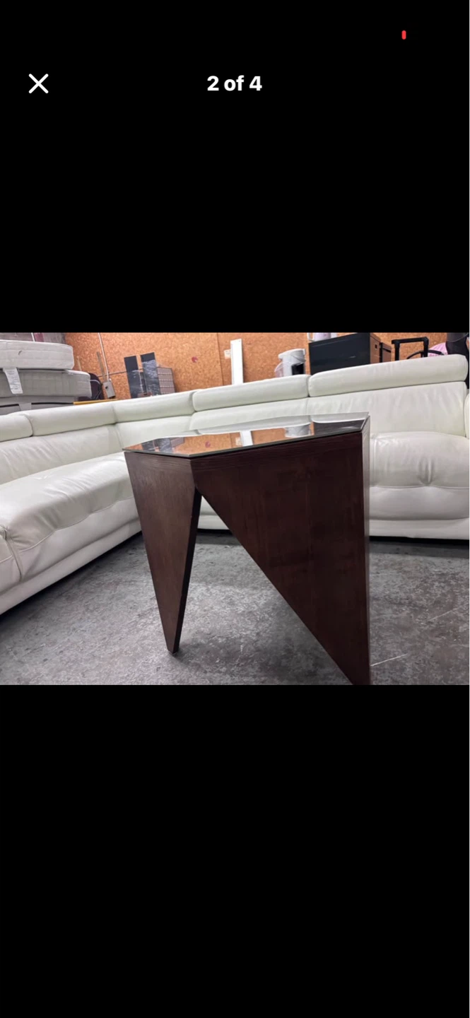 Modern Geometric End Table with Glass Top - photo 2