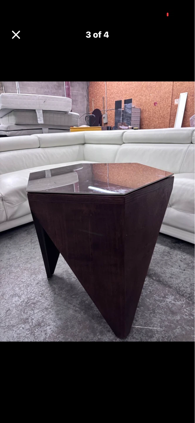Modern Geometric End Table with Glass Top