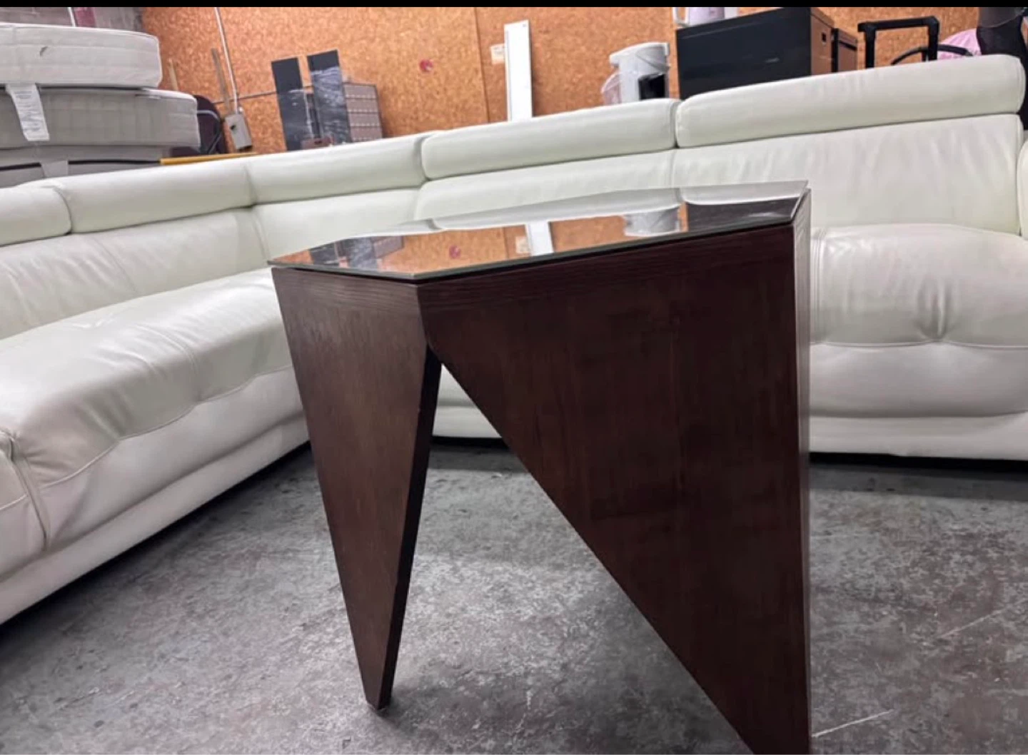 Modern Geometric End Table with Glass Top - photo 3