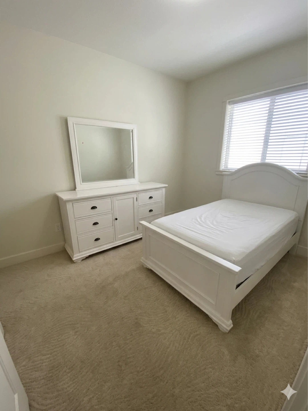 White Bedroom Set - Bed Frame and Dresser
