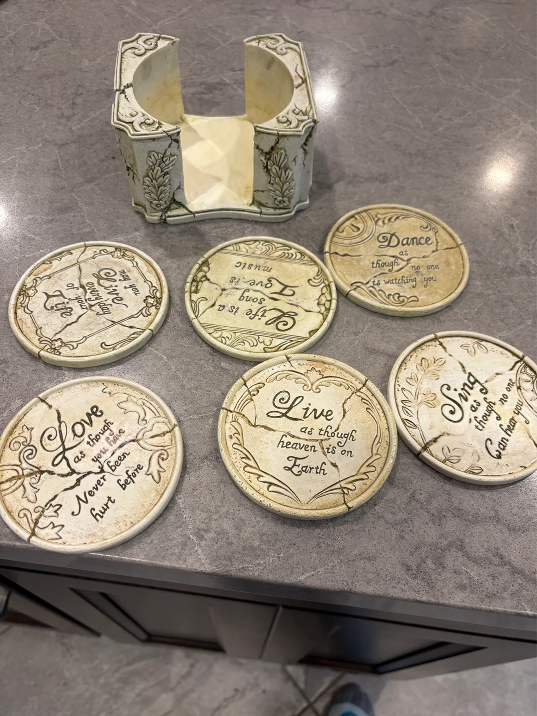 Set of 6 Coasters with Holder - Inspirational Quotes - photo 2
