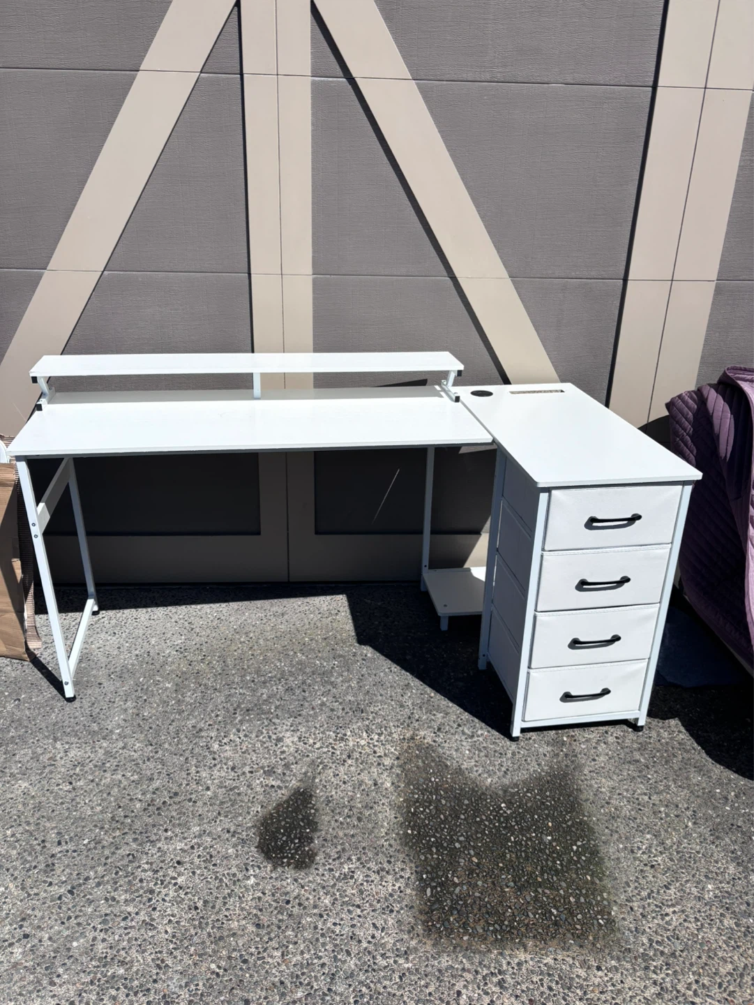 White L-Shaped Desk with Drawers - photo 3