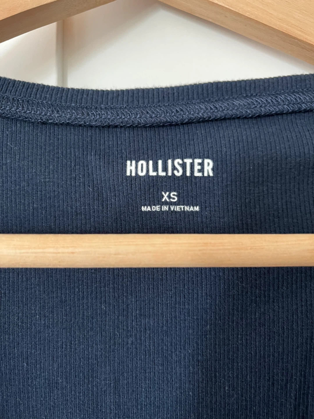 Hollister Women's Ribbed Henley Top - Navy Blue - Size XS - photo 2