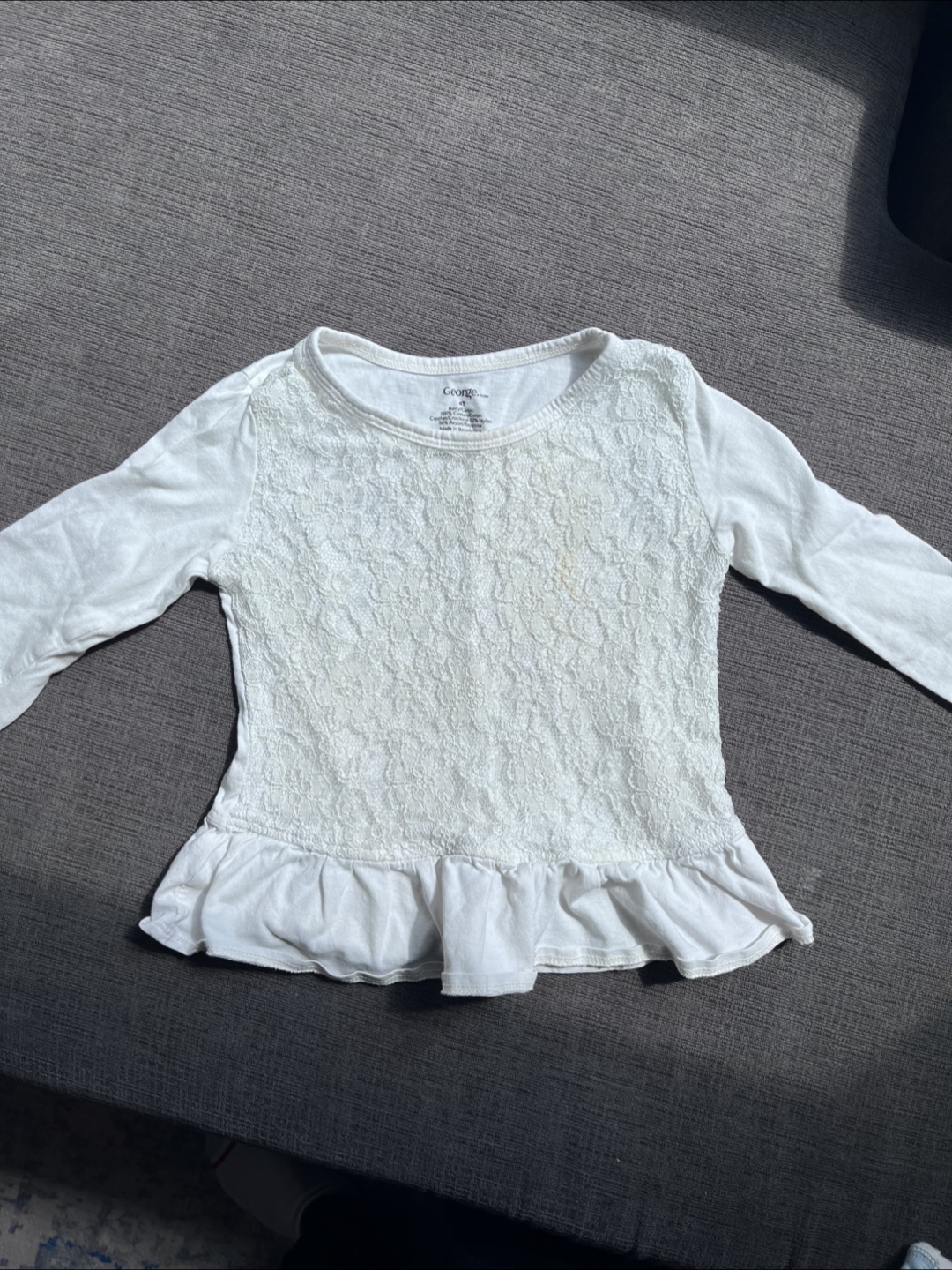 4T White Lace Long Sleeve