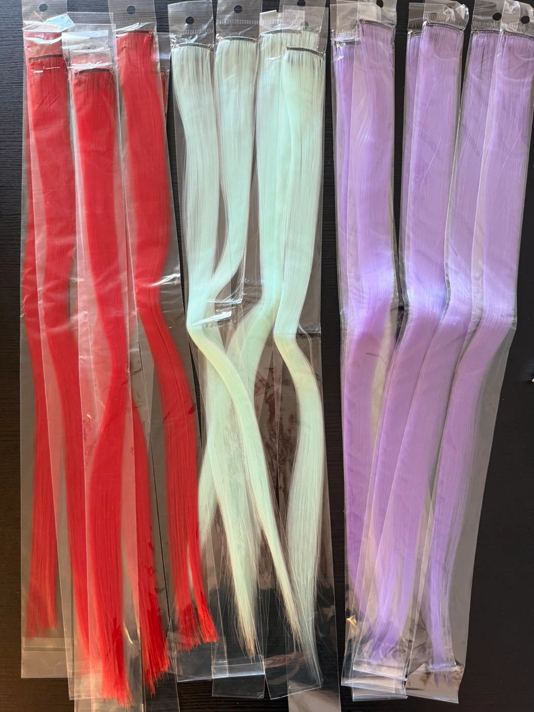 Colourful Clip-in Hair Extensions / Hair Strands -3 Red 6 Teal - photo 3