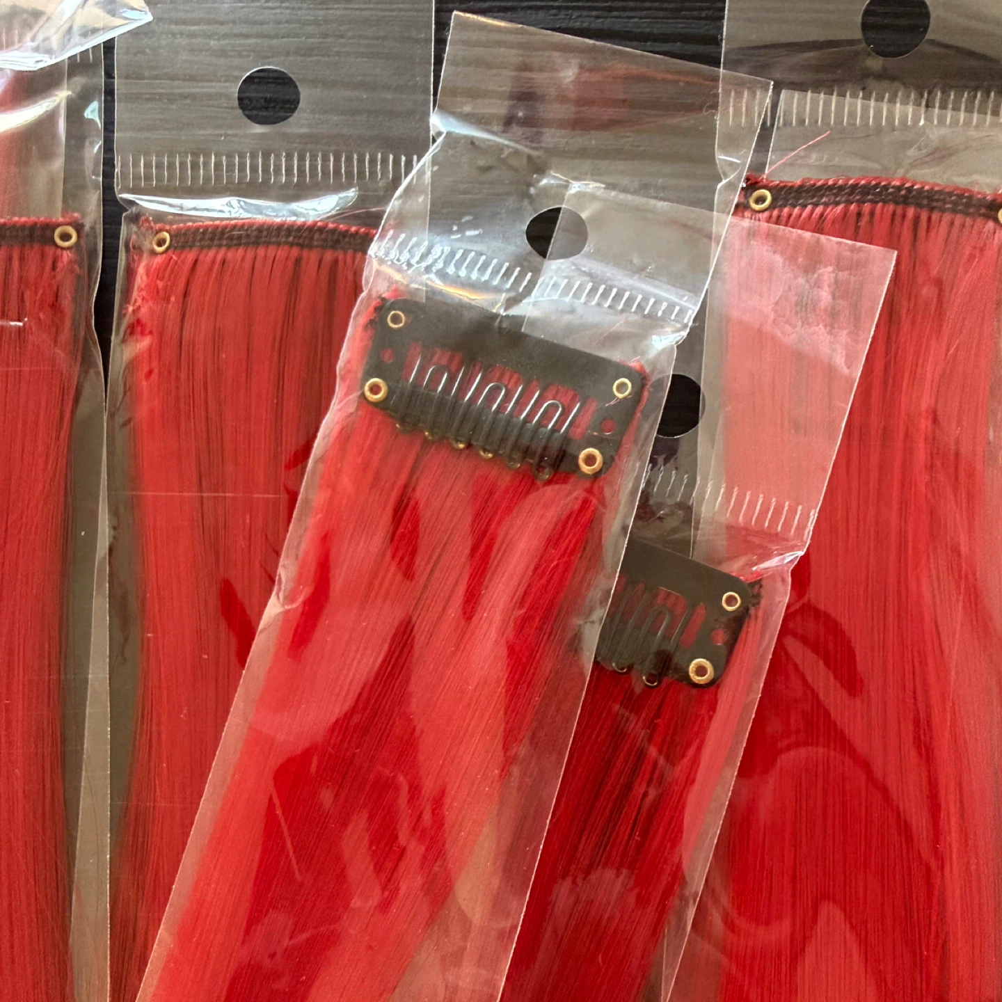 Colourful Clip-in Hair Extensions / Hair Strands -3 Red 6 Teal - photo 5