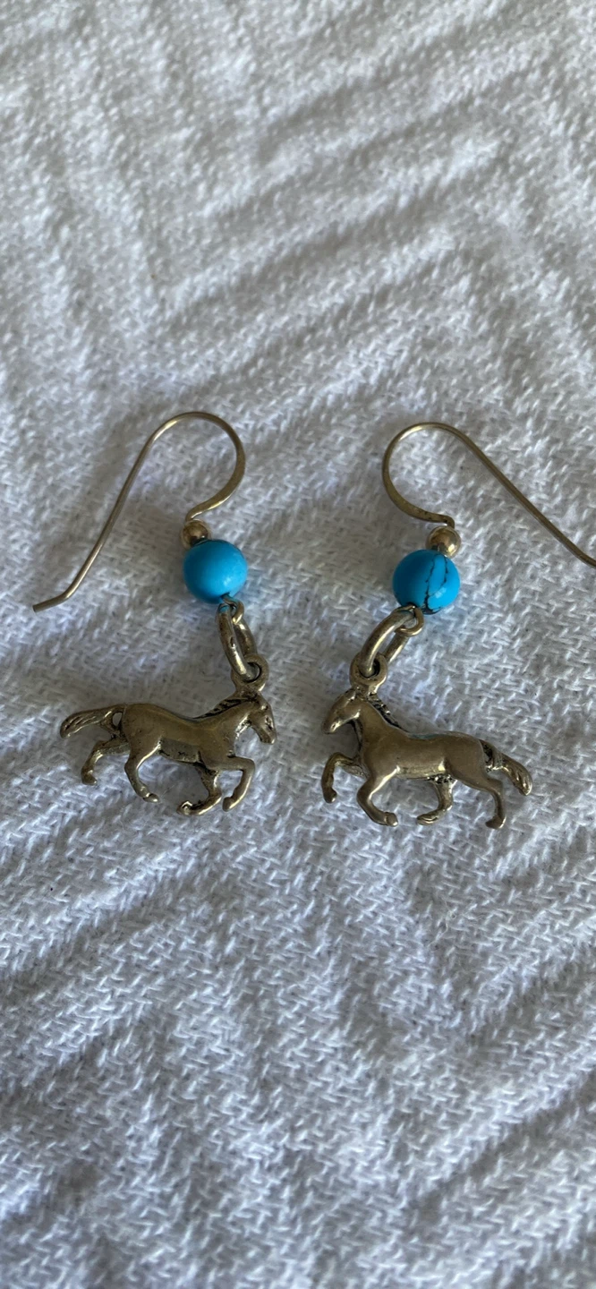 Horse and Turquoise silver Earrings - photo 3