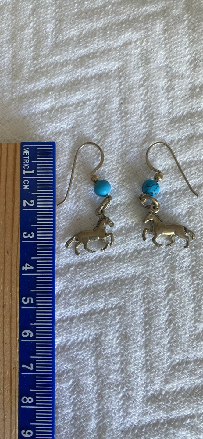 Horse and Turquoise silver Earrings - photo 2