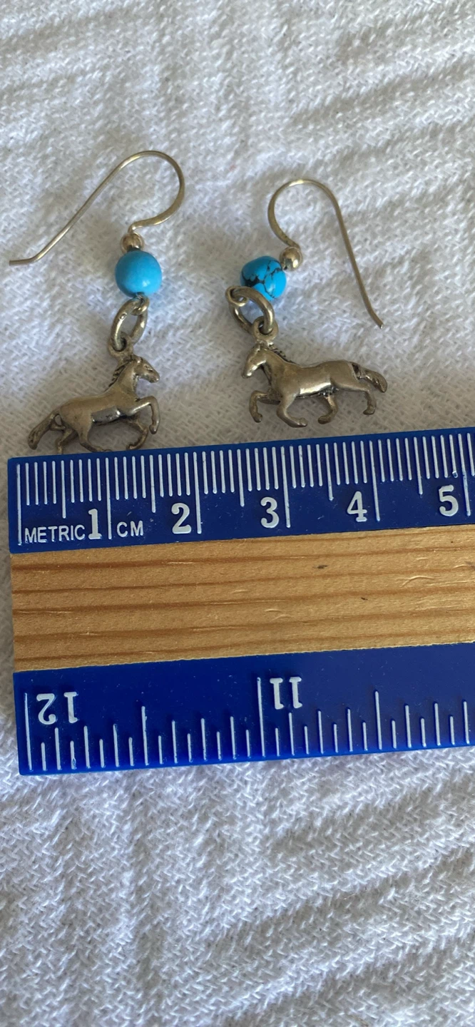 Horse and Turquoise silver Earrings - photo 4