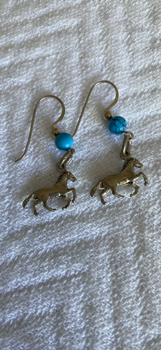 Horse and Turquoise silver Earrings