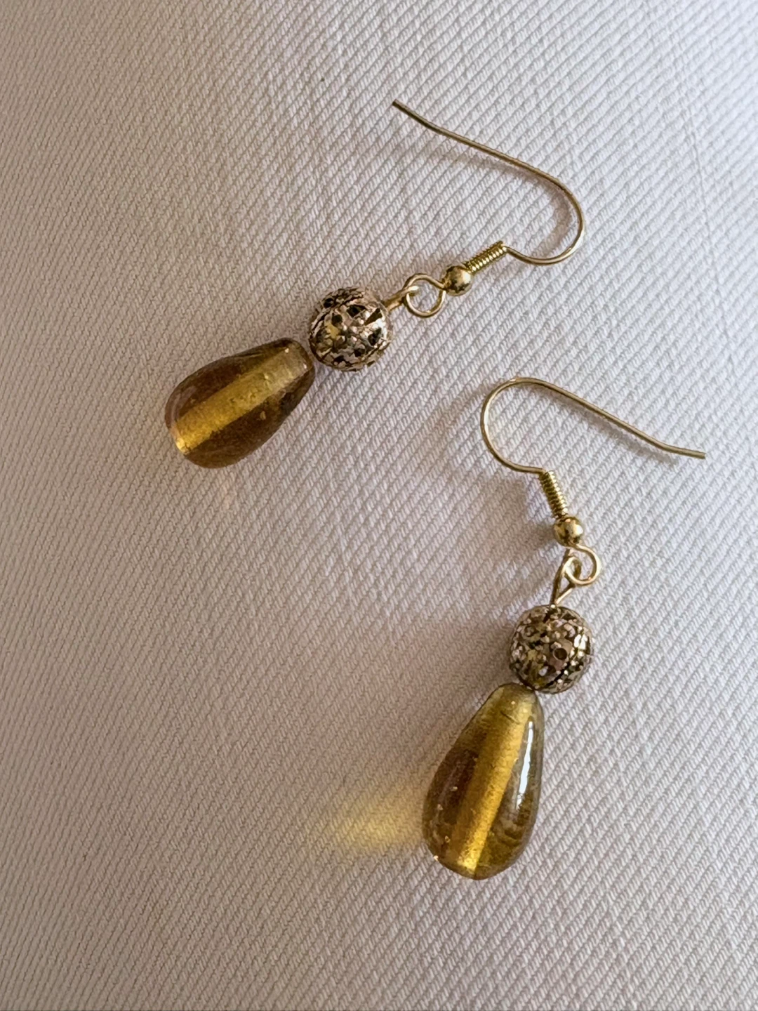 Gold Tone Teardrop Earrings with Beaded Detail - photo 2