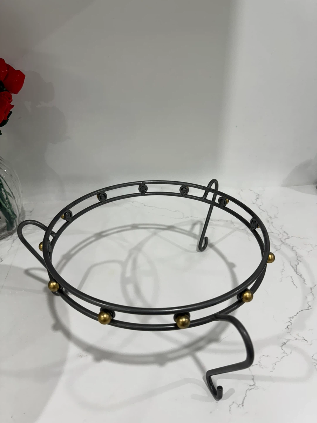 Frosted Glass Centerpiece Bowl with Metal Stand - photo 2