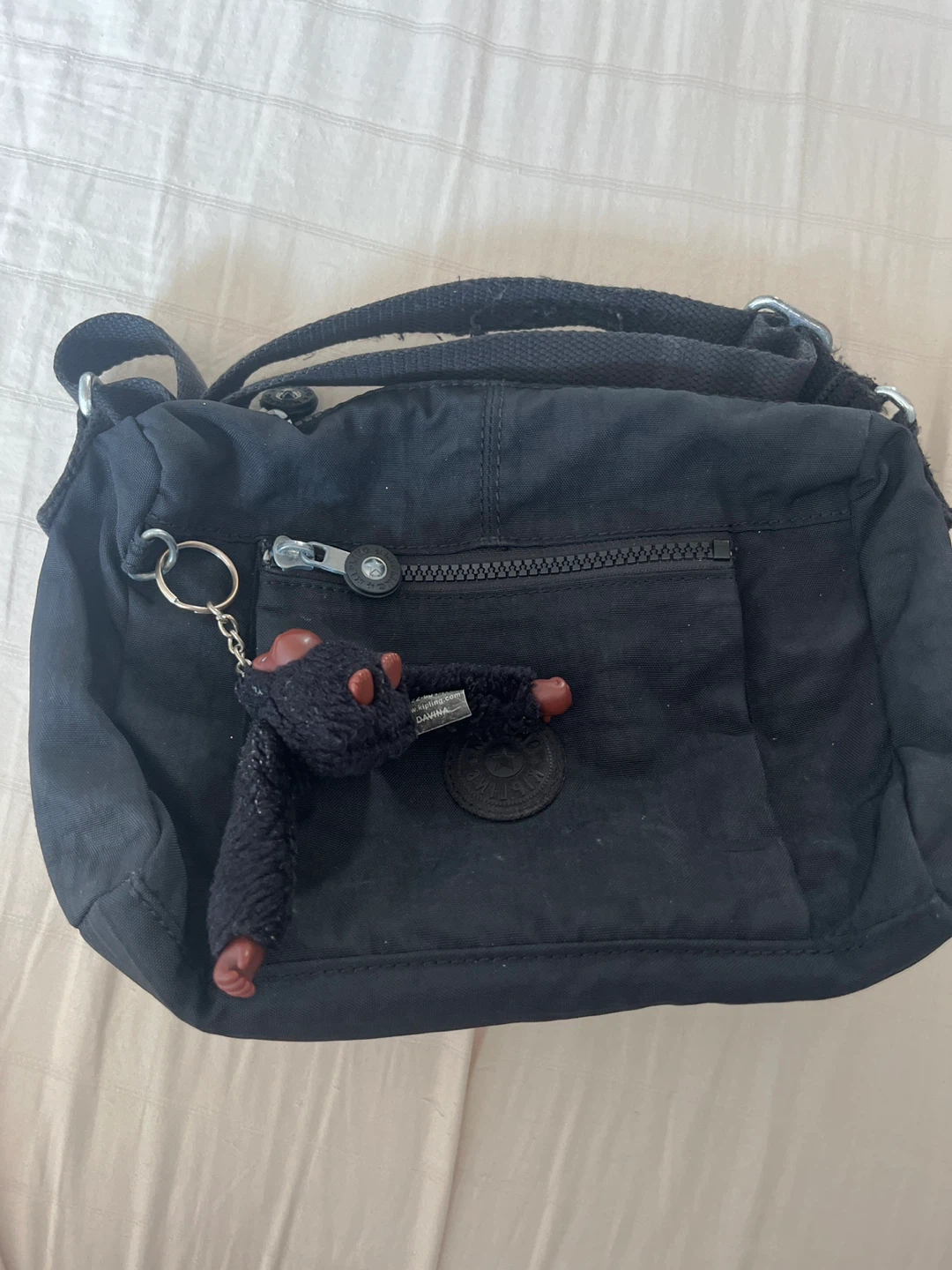 Kipling Black Crossbody Bag with Monkey Keychain