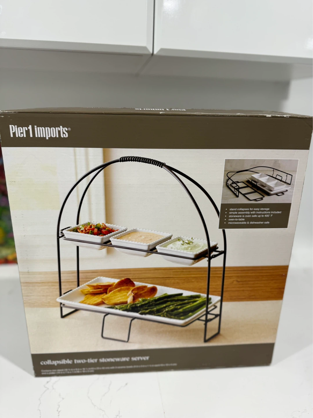 Pier 1 Imports Collapsible Two-Tier Stoneware Server