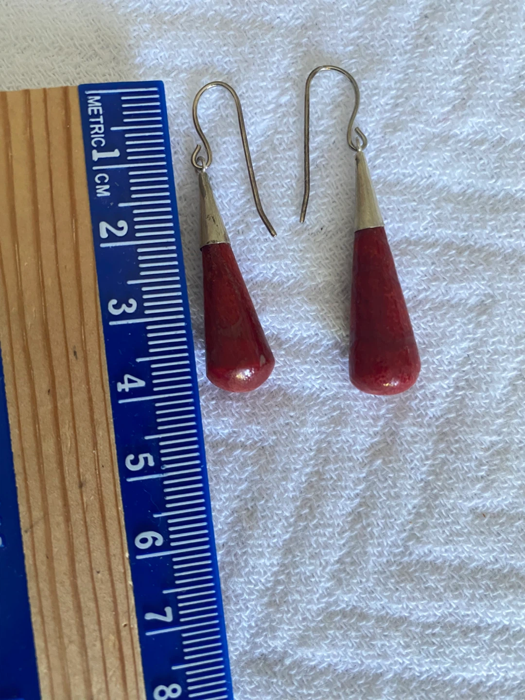 Silver Red Coral Drop Earrings - photo 2