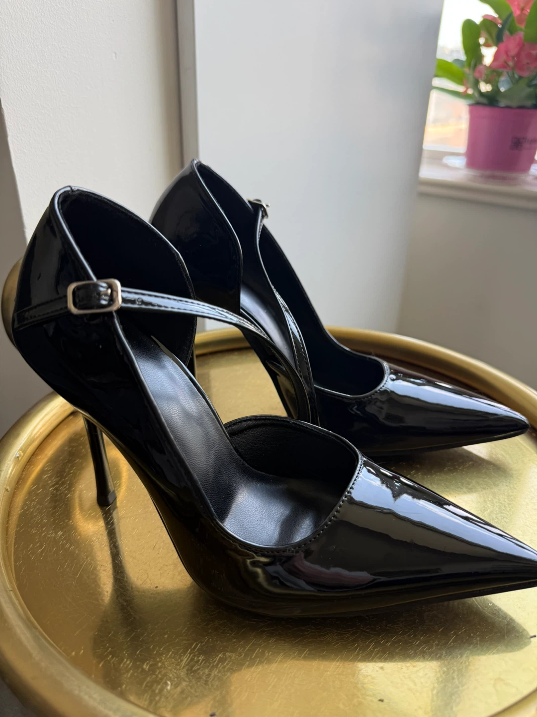 Black Patent Stiletto Heels Size 38