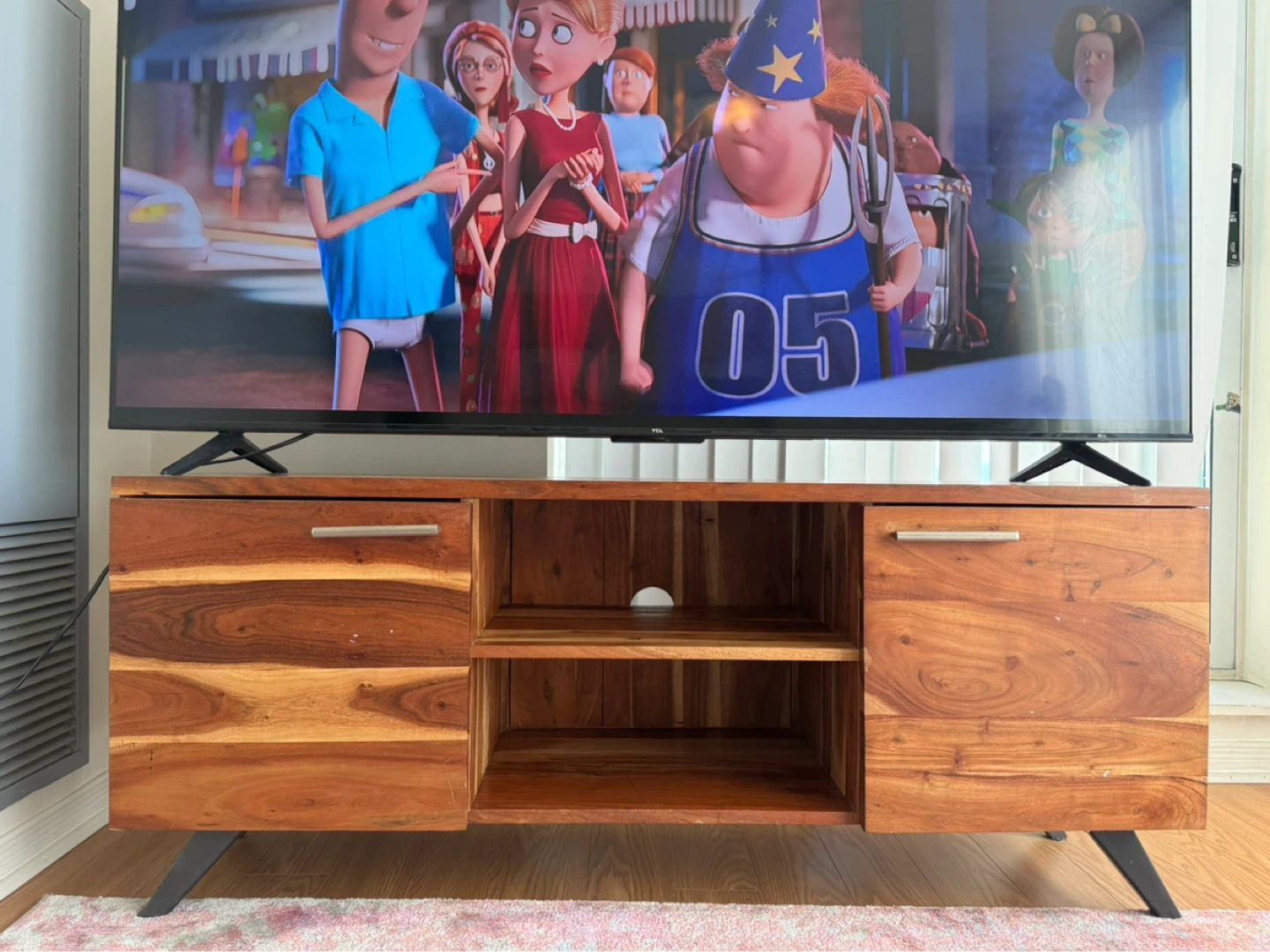 Solid Natural Wood Media Console