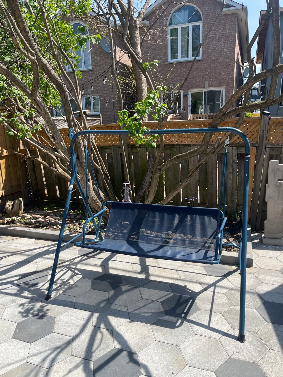 Blue Metal Swing Chair