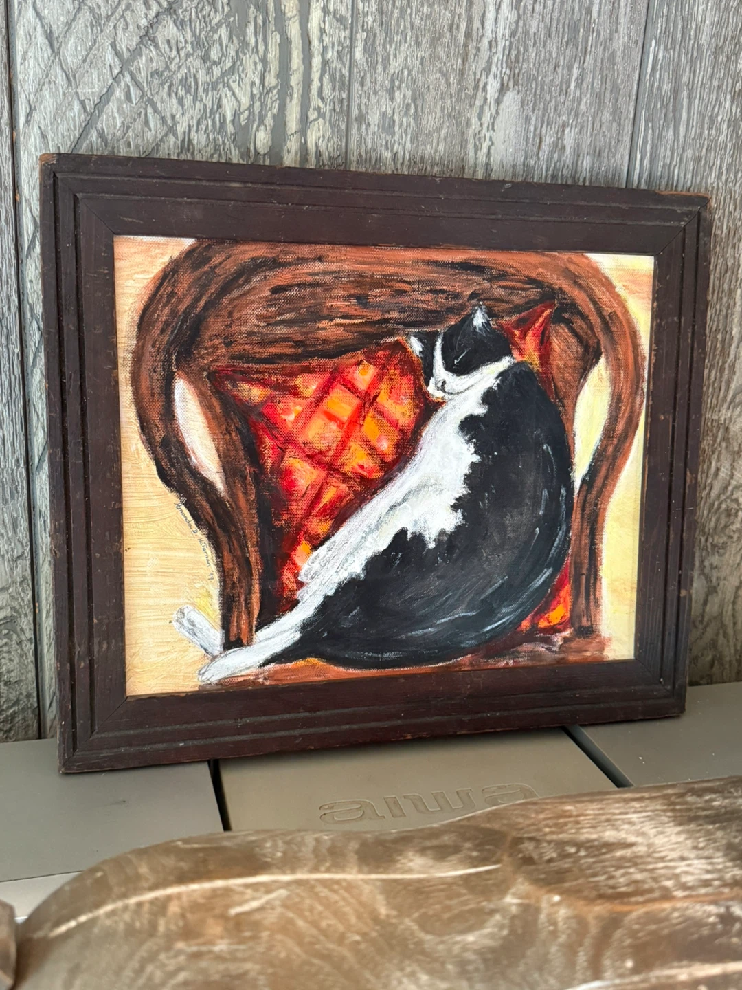 Tuxedo cat painting