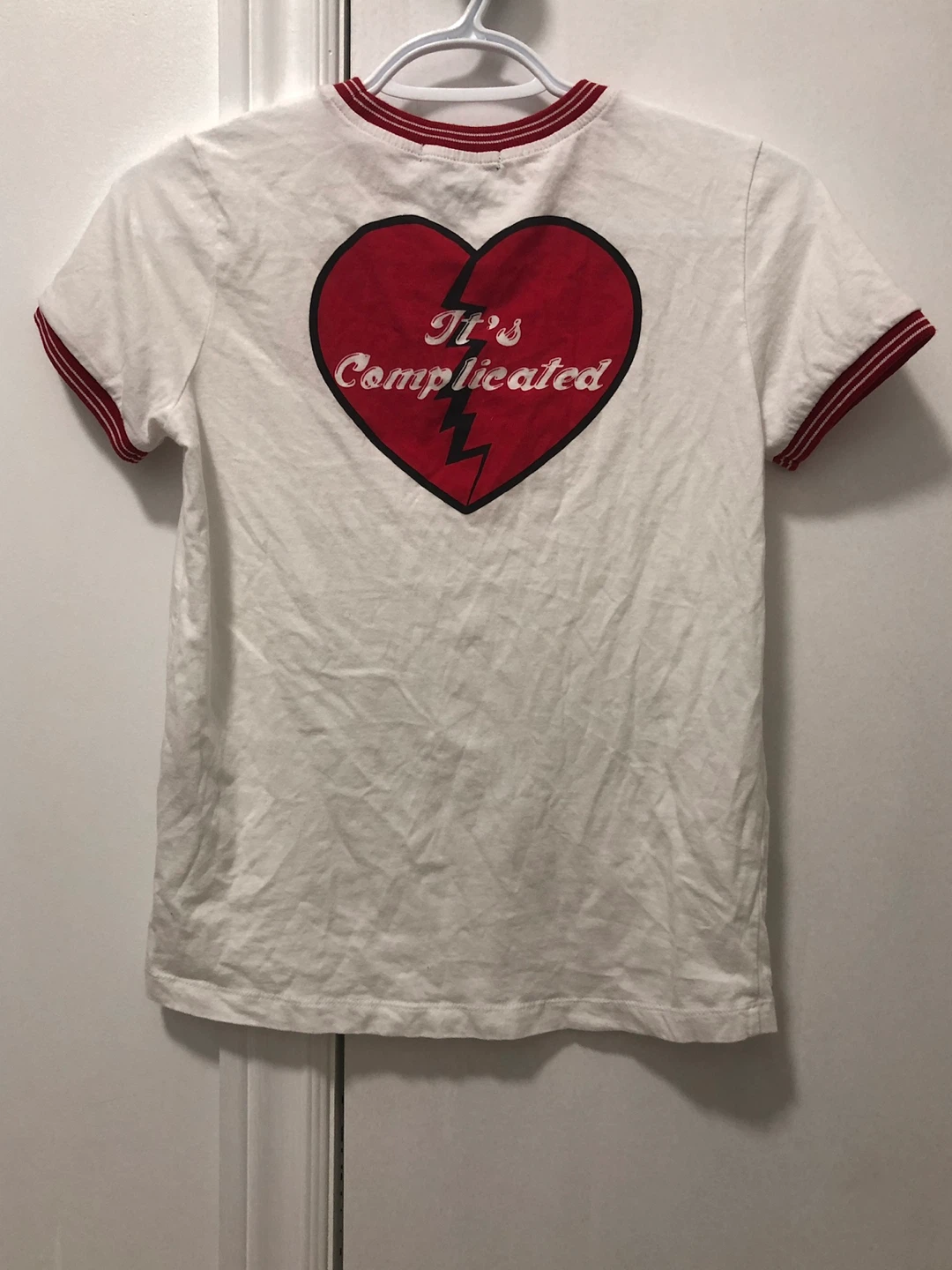 Preowned Forever 21 White & Red It's Complicated Heart T-Shirt S - photo 2