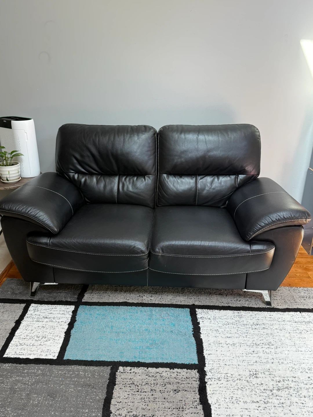 Black Leather look Living Room Set - Sofa, Loveseat & Armchair - photo 2