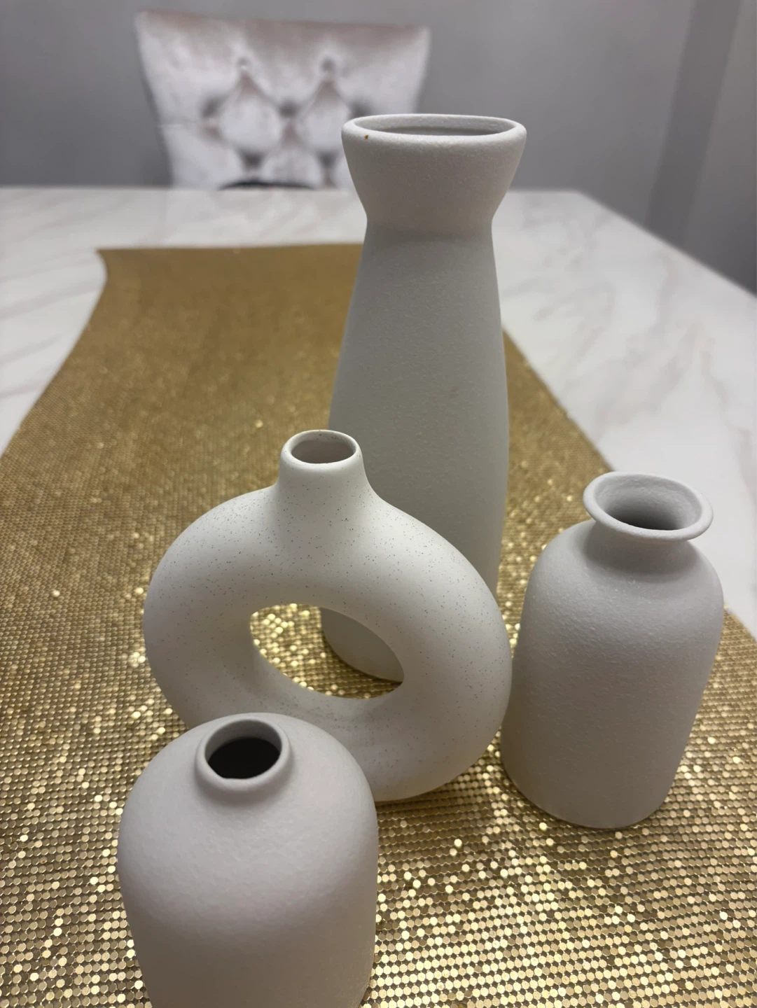 Set of 4 White Ceramic Vases