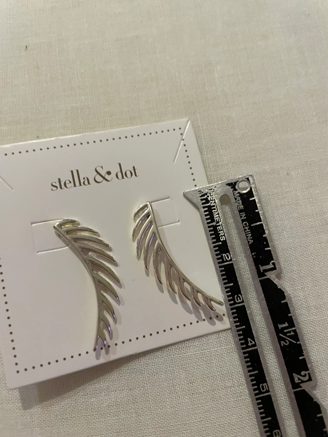 Stella & Dot Silver Feather Ear Climber Earrings - photo 4