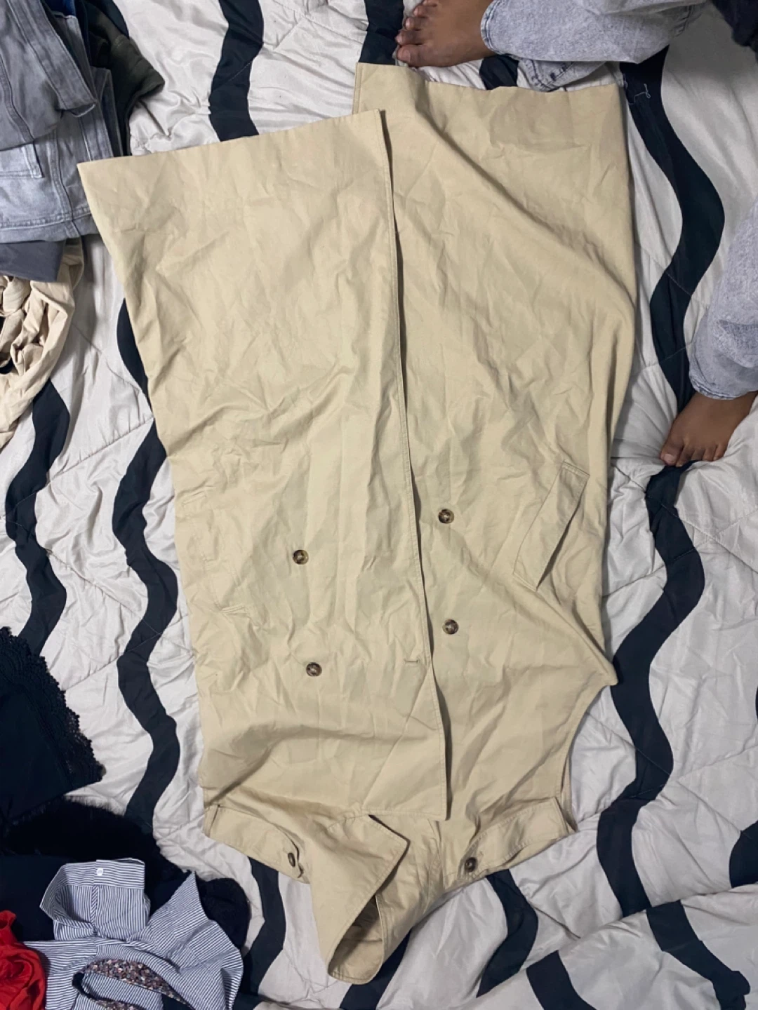 Beige Double-Breasted Trench Coat