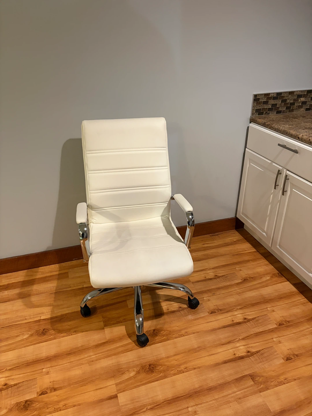 White Leather  Office Chair