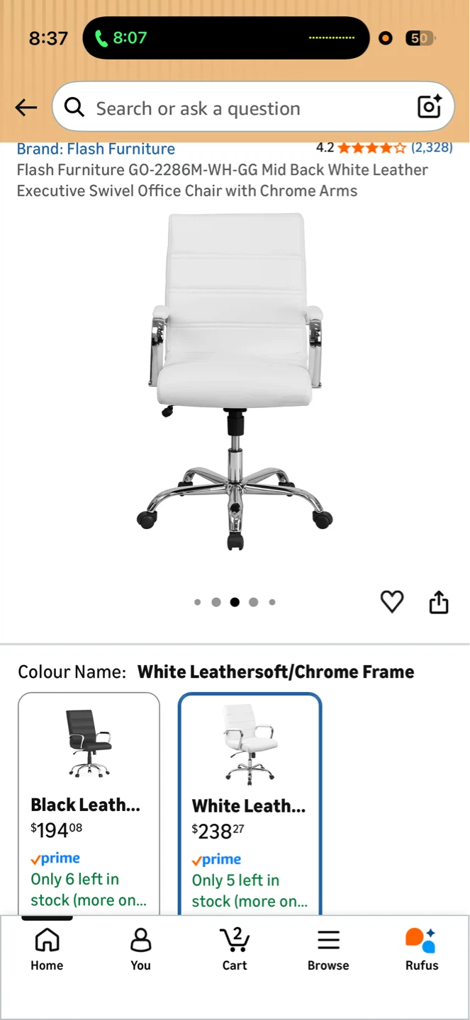 White Leather  Office Chair - photo 2