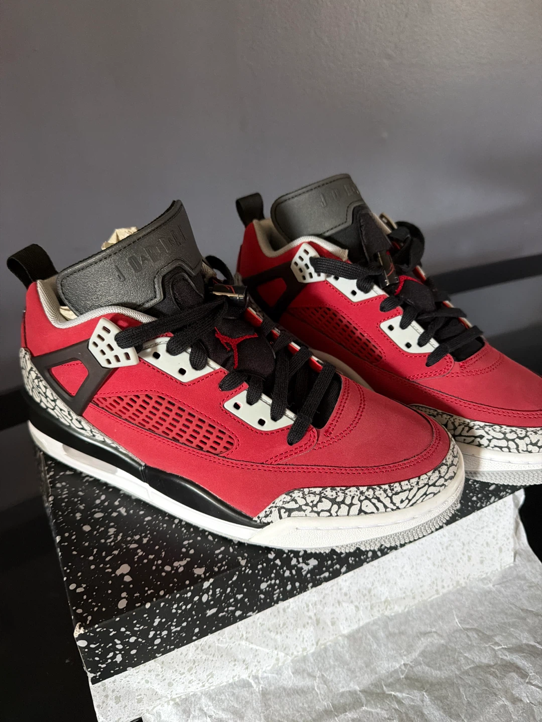 Jordan Spizike Low Red Black Cement Gym Sneakers - photo 2