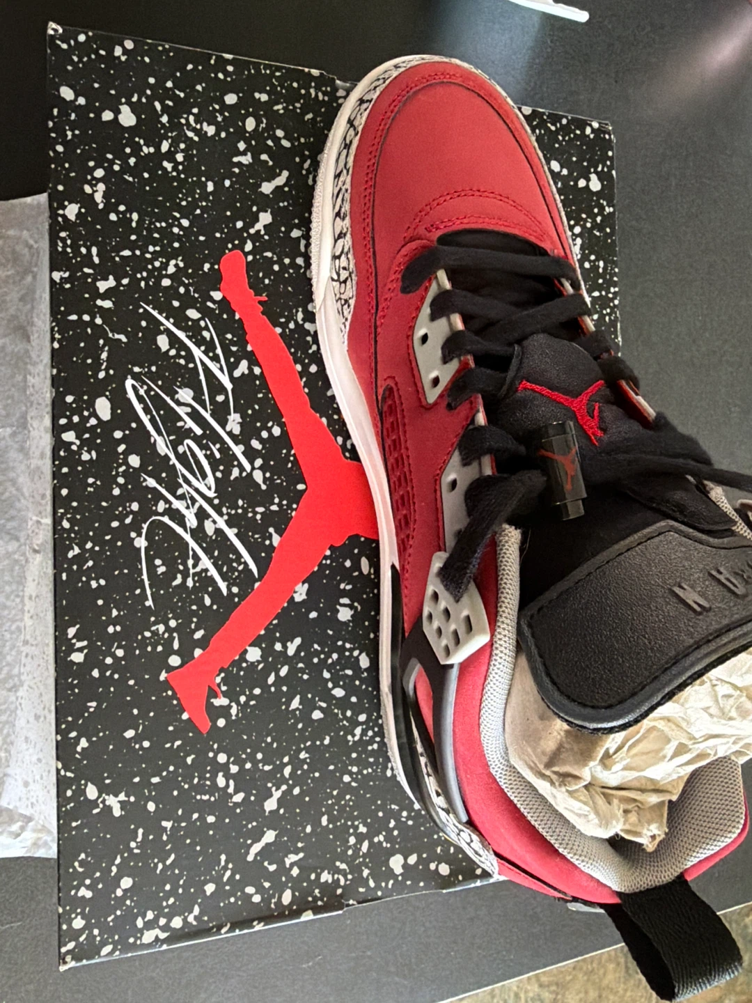 Jordan Spizike Low Red Black Cement Gym Sneakers - photo 3