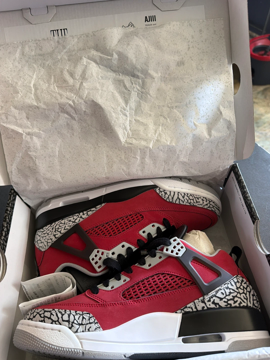 Jordan Spizike Low Red Black Cement Gym Sneakers - photo 4