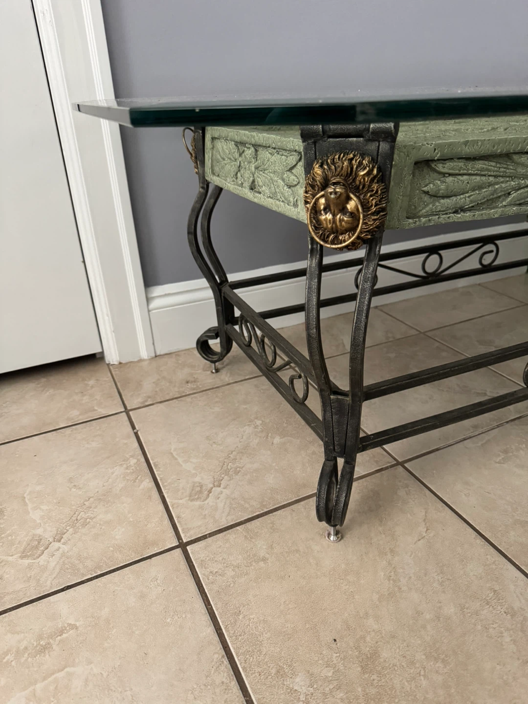 Glass Top Coffee Table with Ornate Base - photo 4
