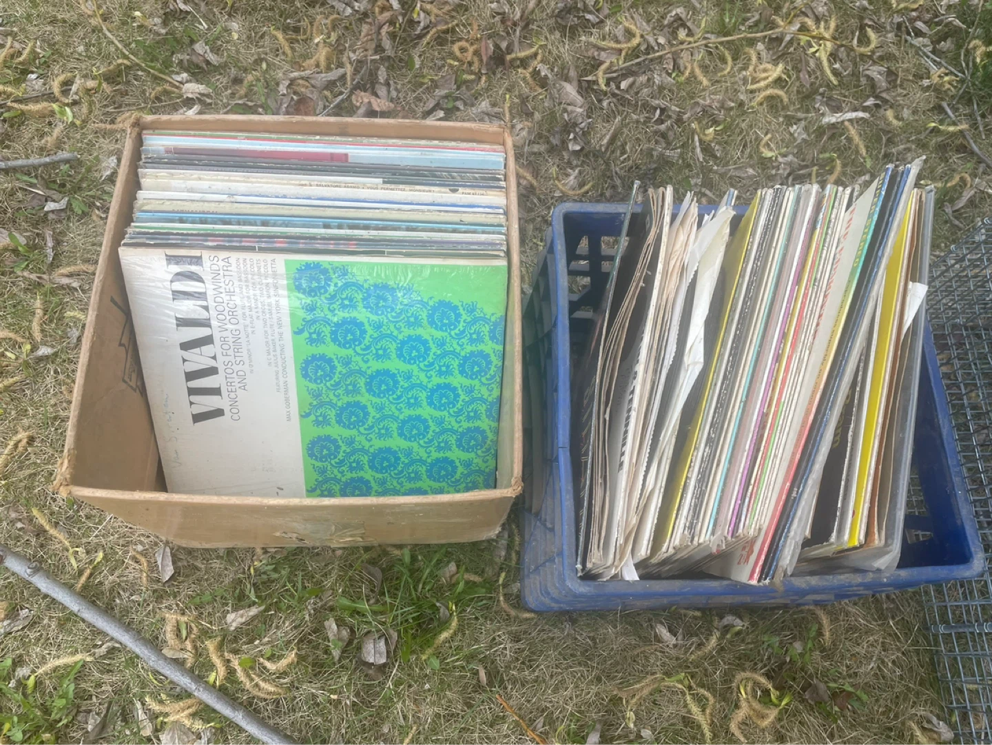 Mixed boxes of vinyl records