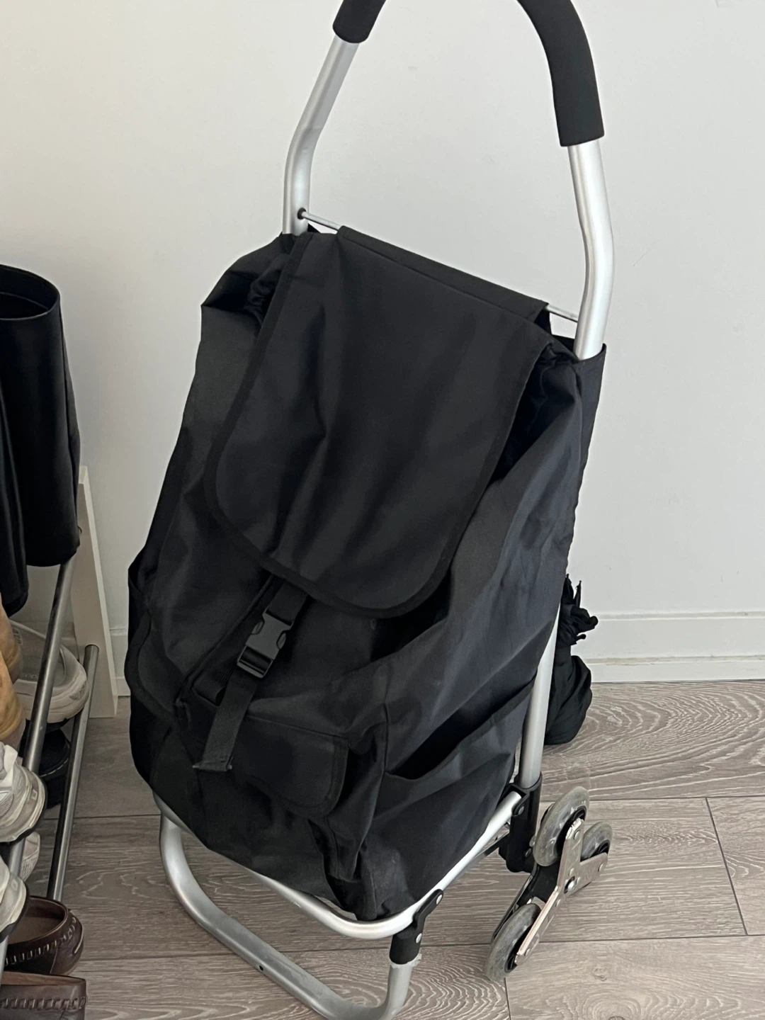 Black Shopping Trolley with Wheels