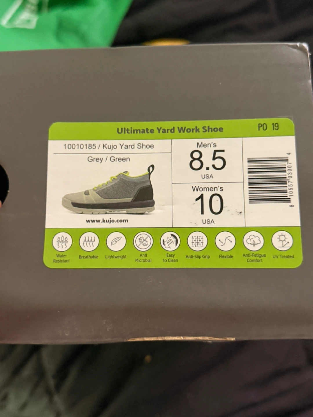 Kujo Ultimate Yard Work Shoe - Grey/Green Men's Size 8.5