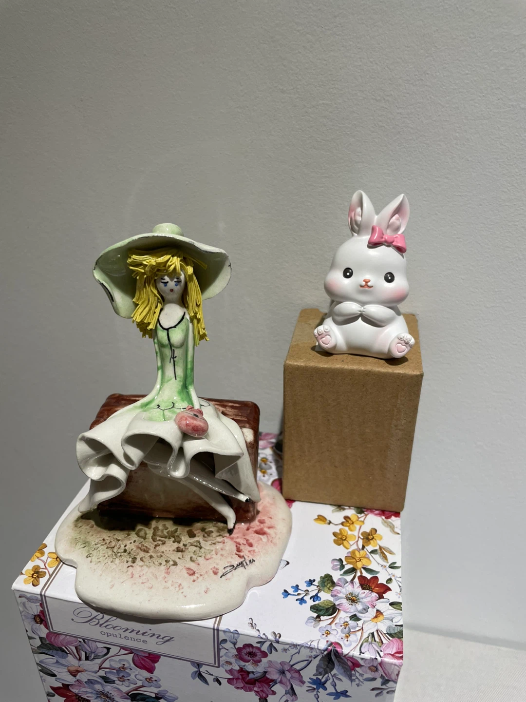 Ceramic Figurine Set - Woman and Bunny