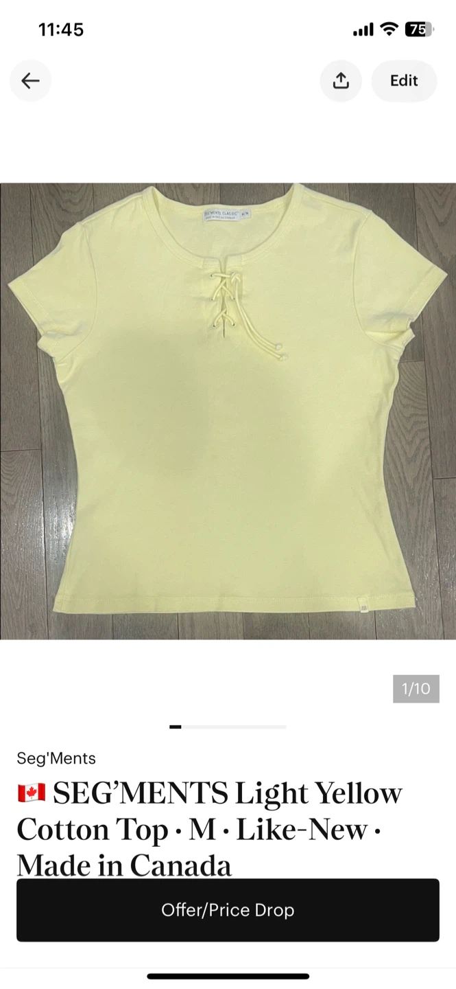 SEG'MENTS Light Yellow Cotton Lace-Up Top - Medium