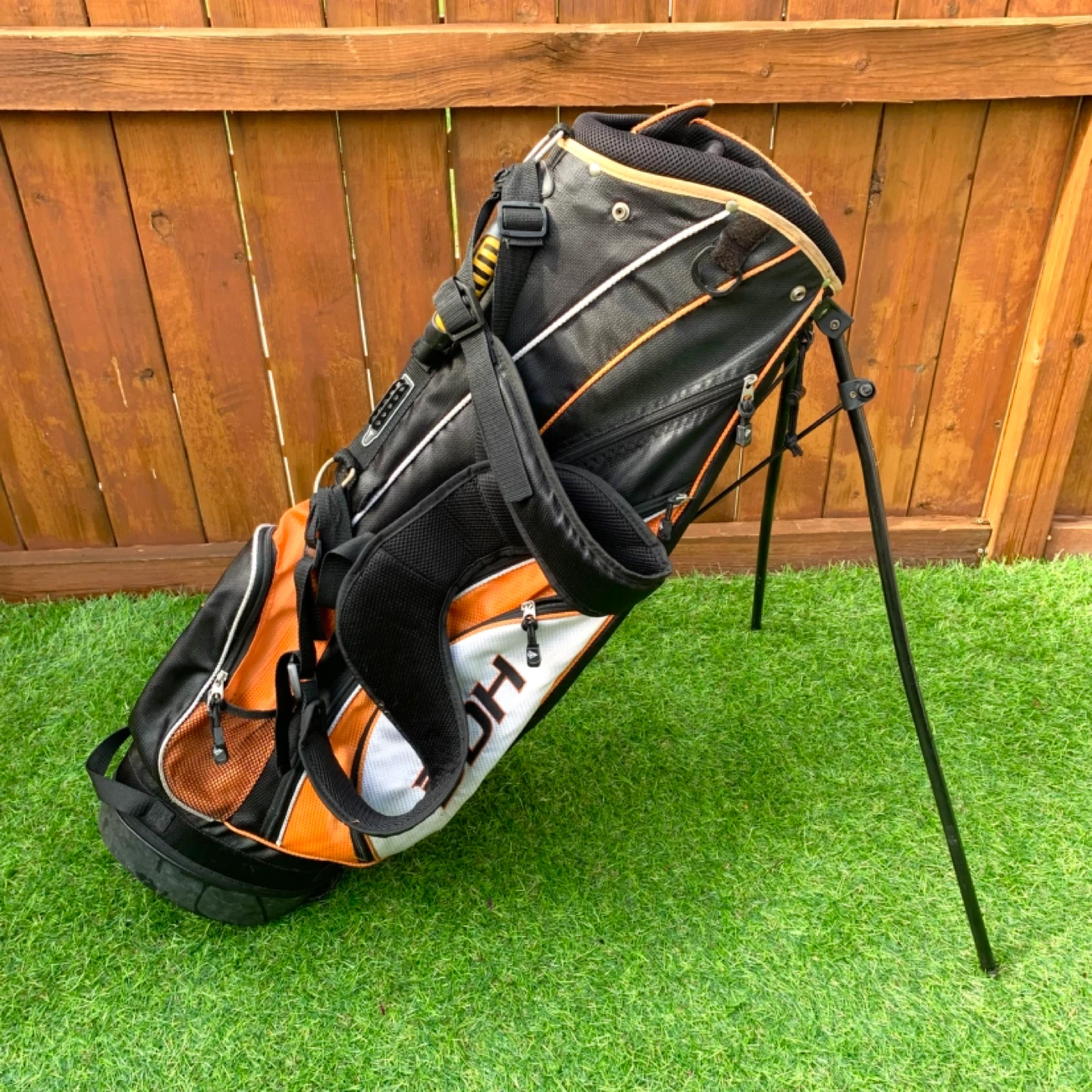 Golf Bag Stand Bag Carry Bag Black Orange Backpack Straps