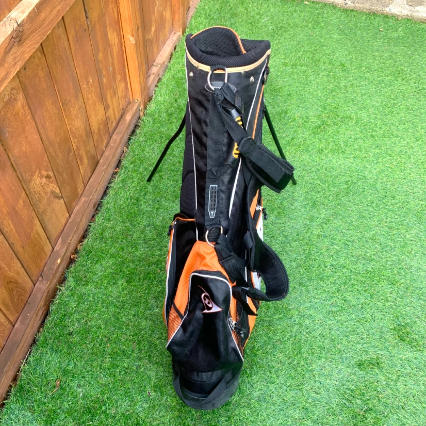 Golf Bag Stand Bag Carry Bag Black Orange Backpack Straps - photo 3