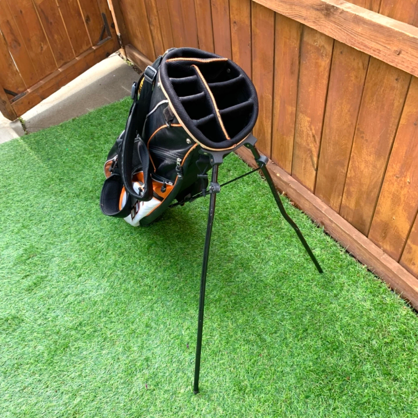 Golf Bag Stand Bag Carry Bag Black Orange Backpack Straps - photo 4