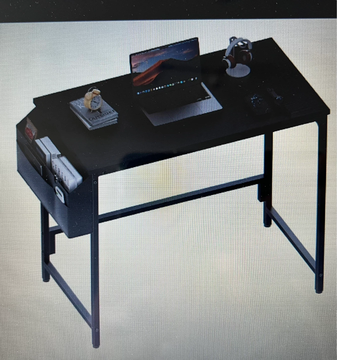 Black Desk with Side Organizer