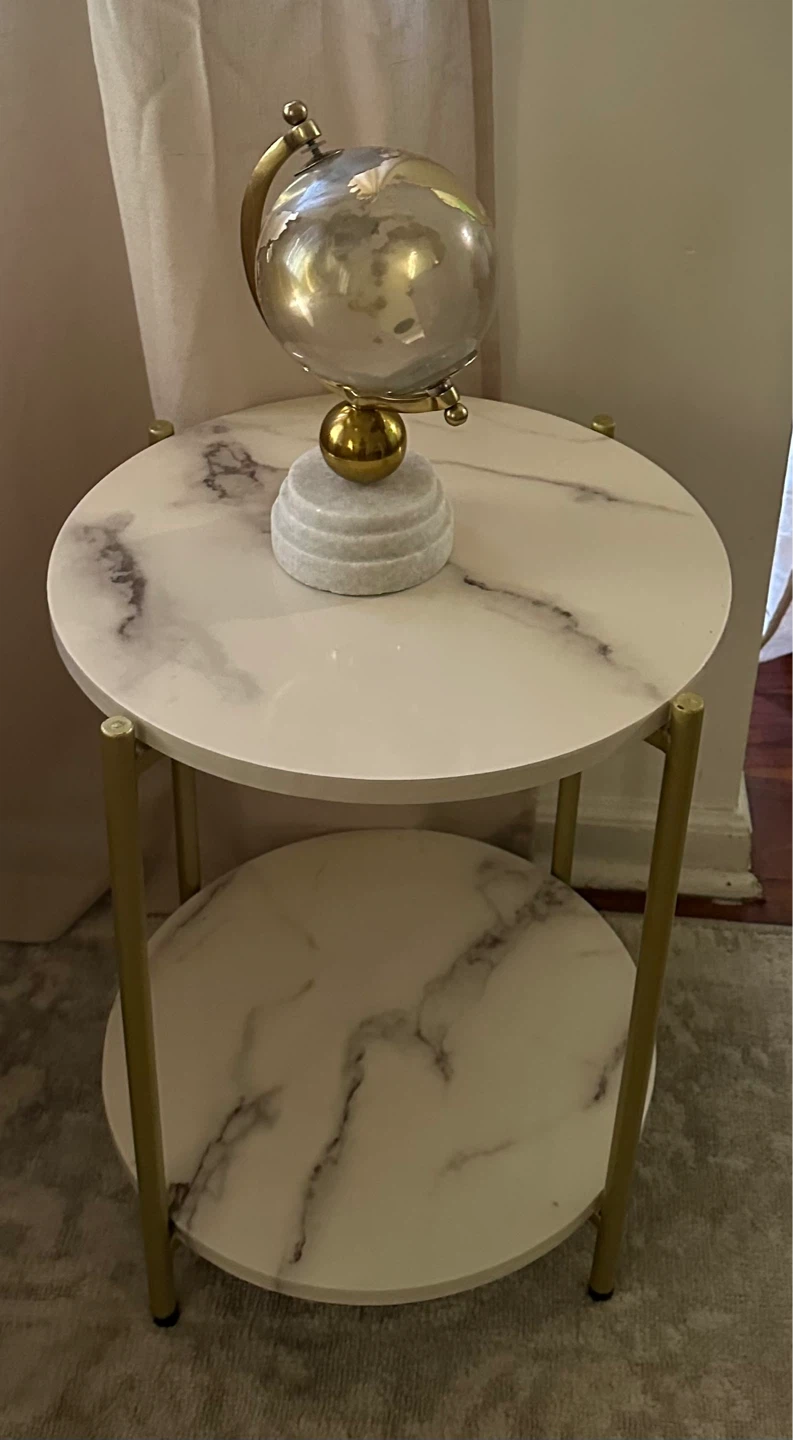 Marble Effect 2-Tier Side Table - photo 2