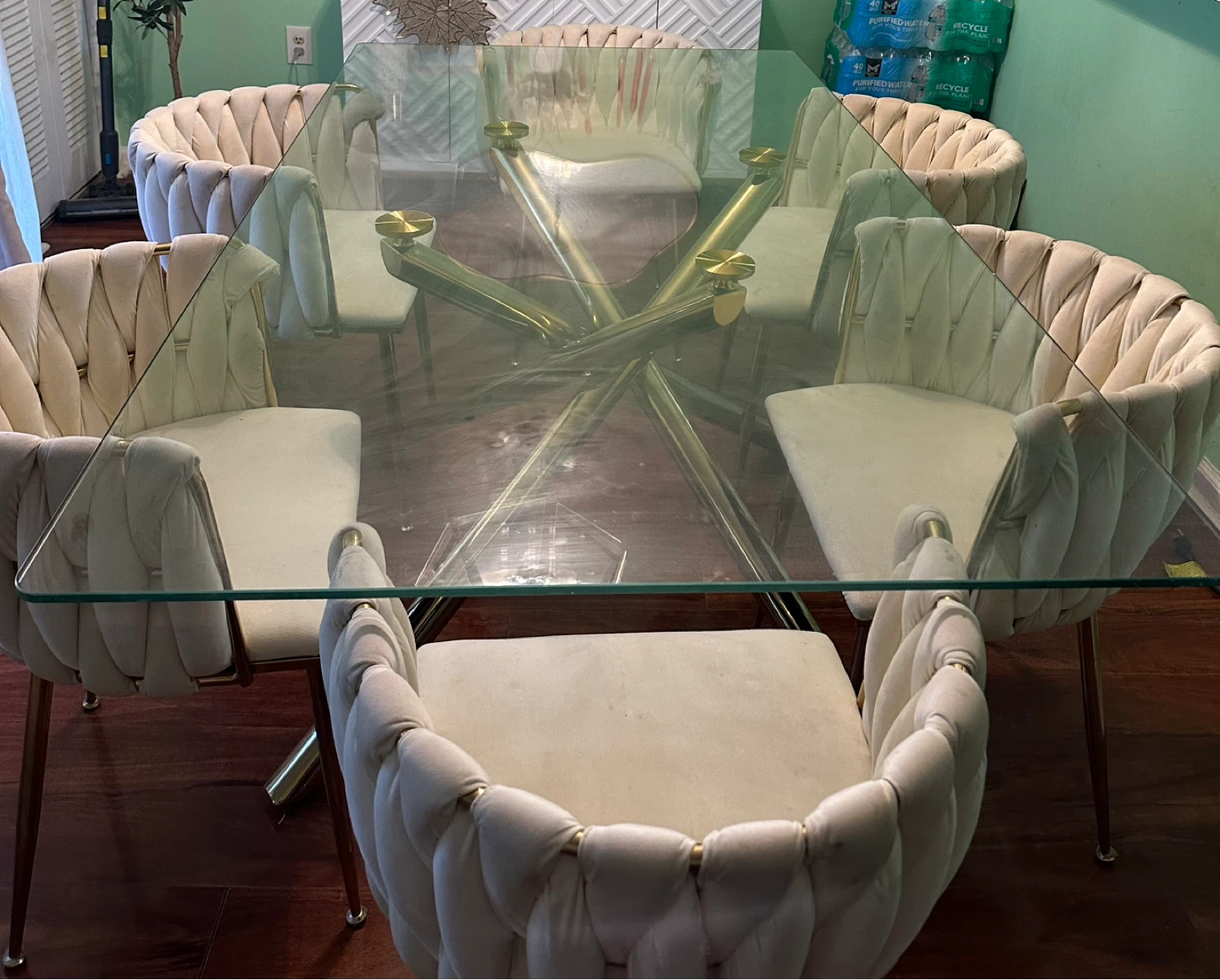 Glass Dining Table with 6 Chairs