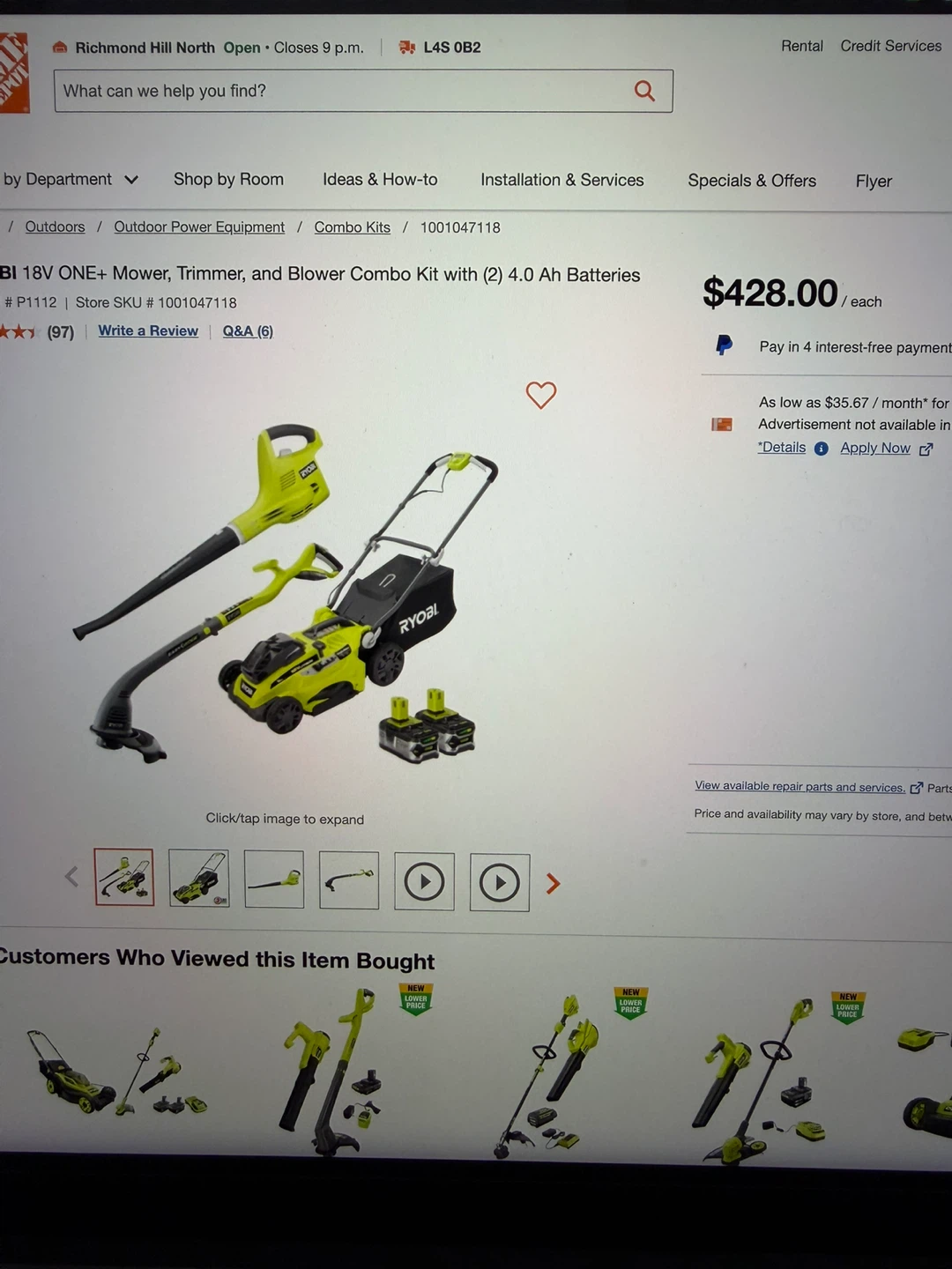 Ryobi 18V ONE+ Cordless Mower, Trimmer, and Blower Combo Kit - photo 3